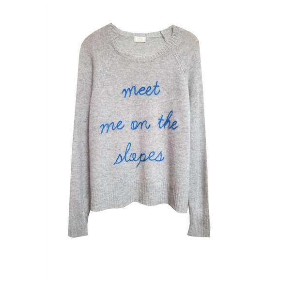 NEW GOLDEN SUN meet me on the slopes cashmere sweater in grey